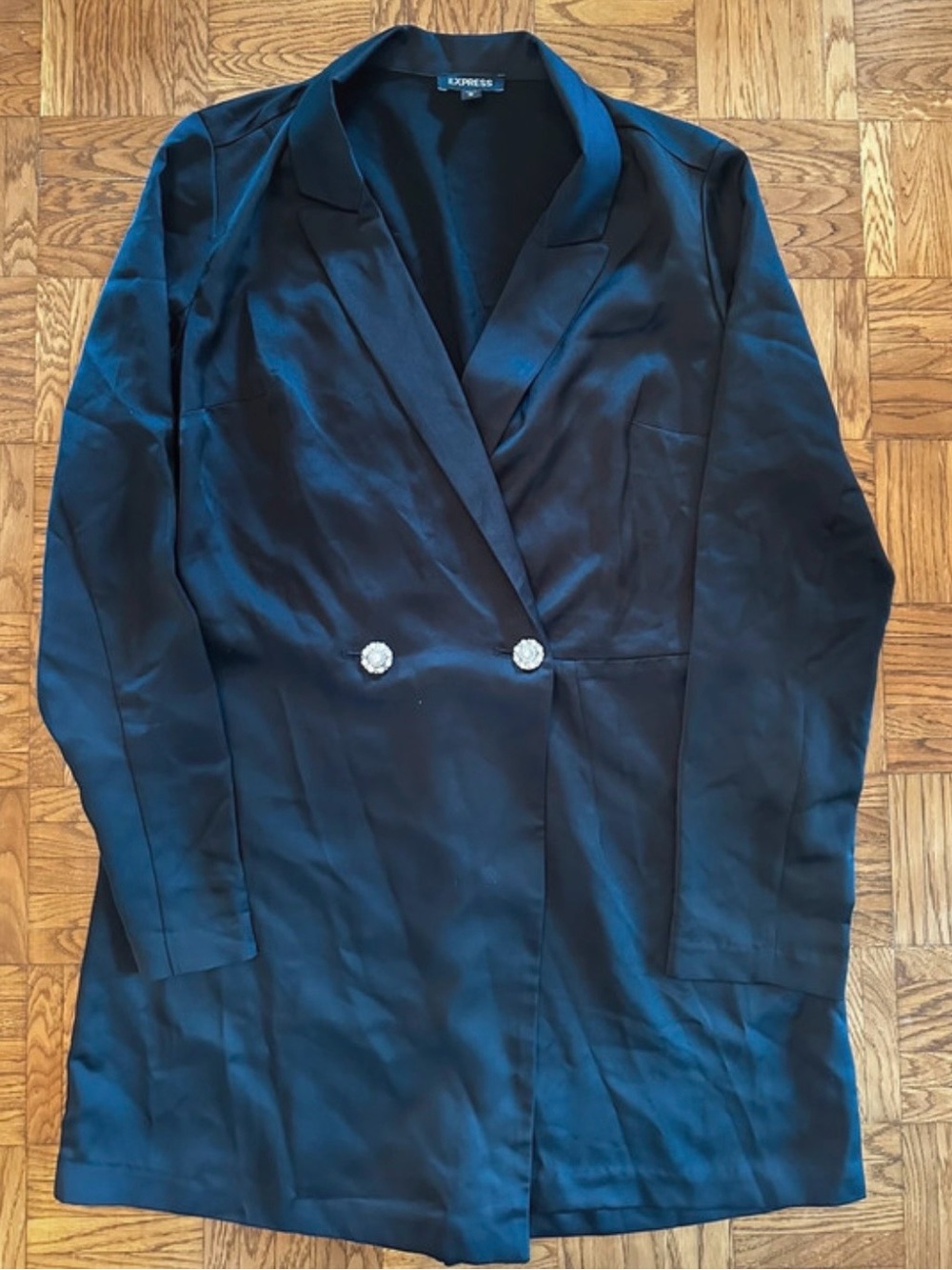 Express Black Satin Blazer Skort with Decorative Buttons